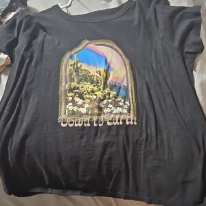 Black Graphic T-Shirt with Desert Scene